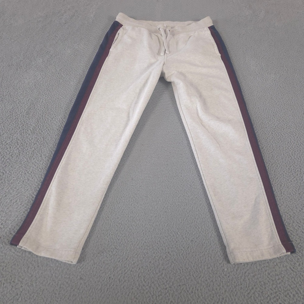 Gap Sweatpants Mens Large Gray Varsity Stripe Straight‎ Leg Cotton Blend Fleece